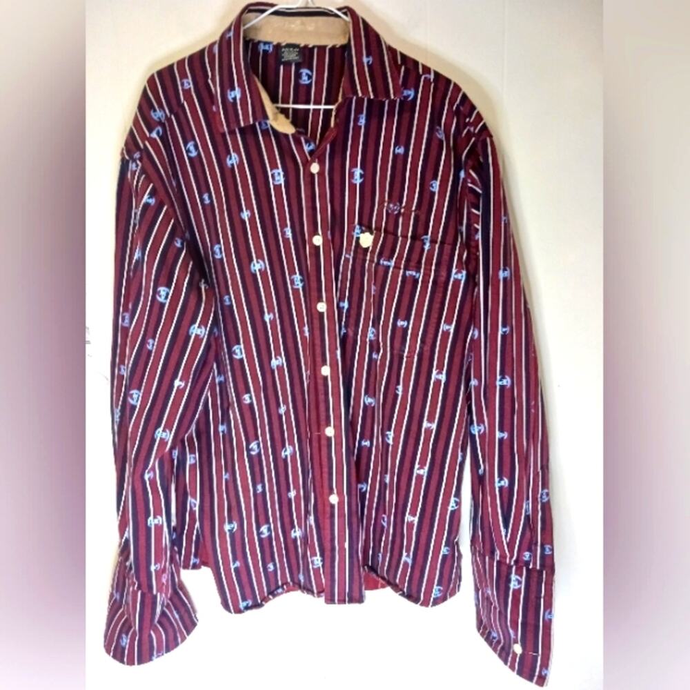 Vintage 90's/ Y2K Phat Farm all over logo french cuff button down shirt. Size XL